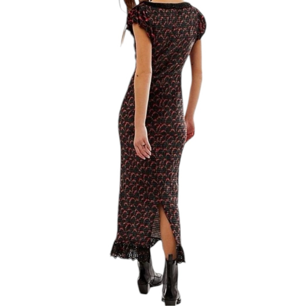 Free People NWOT Women's Mckenna Velvet Smocked Midi Dress Sz XL - Picture 2 of 12
